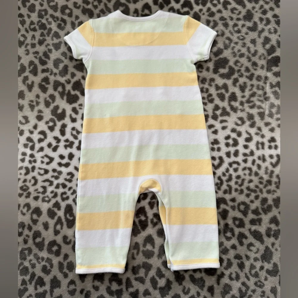 babyGap Short Sleeve Striped One-Piece for Baby in Green Yellow Size 6-12 Months
